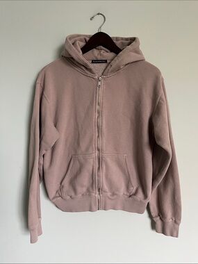 Brandy Melville Mauve / Dusty Rose Christy Zip-Up Hoodie | Regular Fit | OS EUC